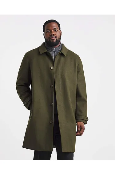 Faux Wool Mac with Cuff Tabs