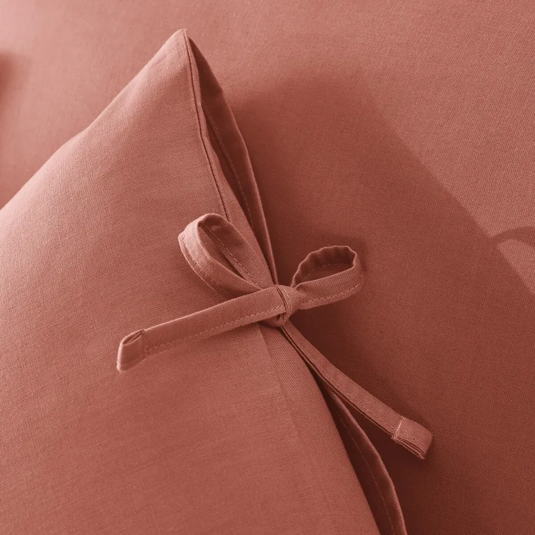 Scenario Plain Cotton Pillowcase with Tie Fastening - 4