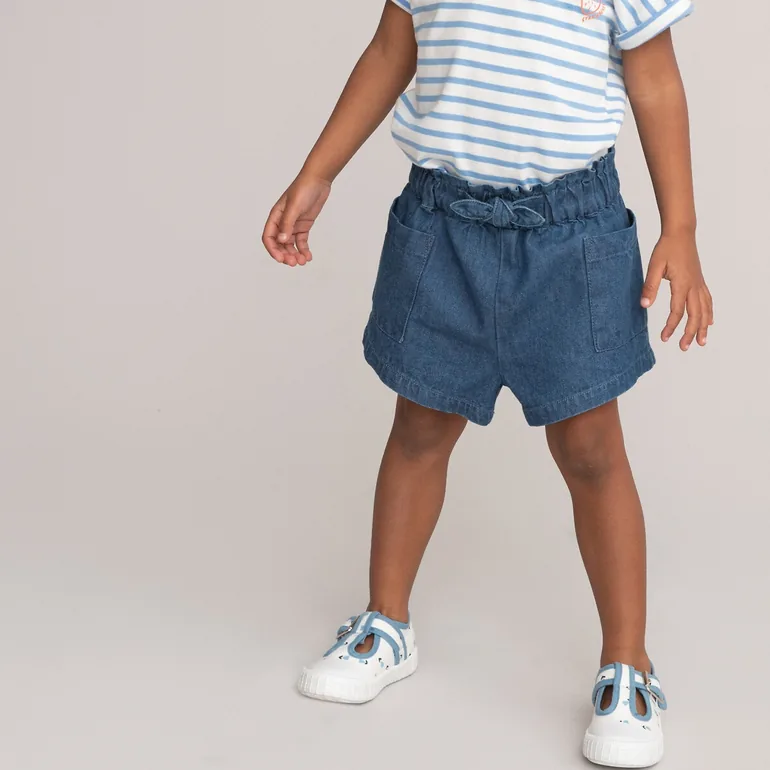 Denim Lightweight Paperbag Shorts - 4