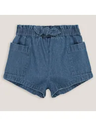 Denim Lightweight Paperbag Shorts - 1