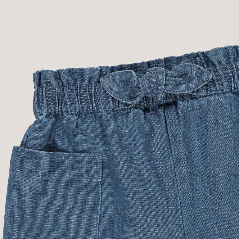 Denim Lightweight Paperbag Shorts - 3