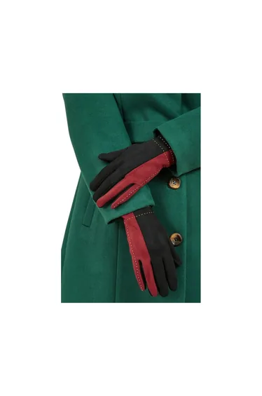 Black and Burgundy Suede Gloves