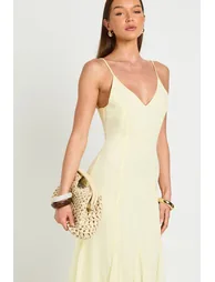 فستان بوهو شيفون أصفر ماكسي على شكل حرف A - 3