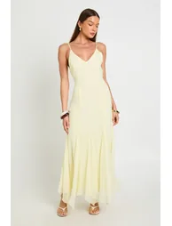 فستان بوهو شيفون أصفر ماكسي على شكل حرف A - 2