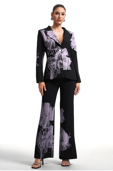 Garina Asymetric Floral Print Suit