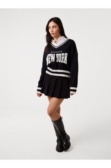 V Neck Varsity Sweatshirt