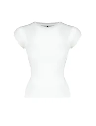 White Moon Sleeve Fitted Stretchy Knitted Blouse - 6