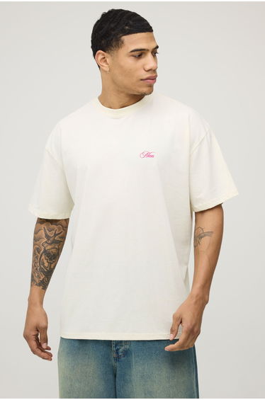 Washed Pink Oversized Doodle Print T-Shirt - washed pink