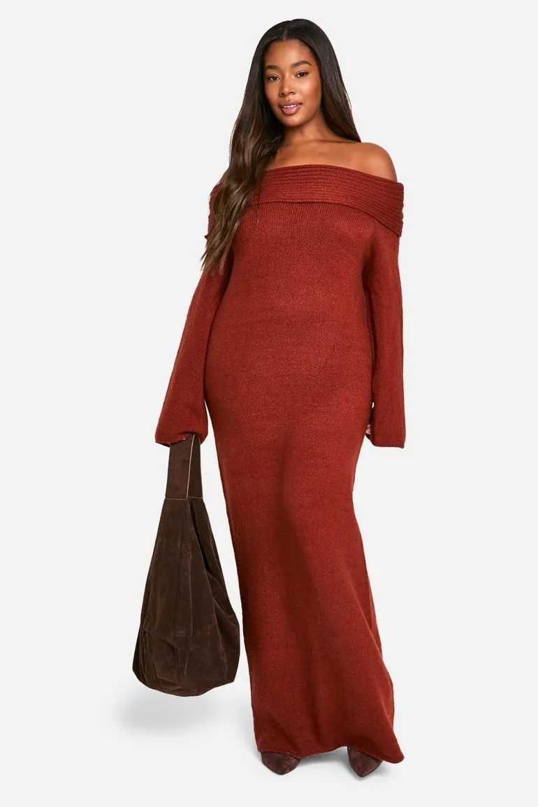 chocolate brown jumper dress Alie Street Noelle Rib Knit Jumper Dress (Chocolate)