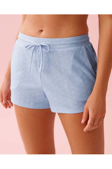 Heart Print Pointelle Pajama Shorts