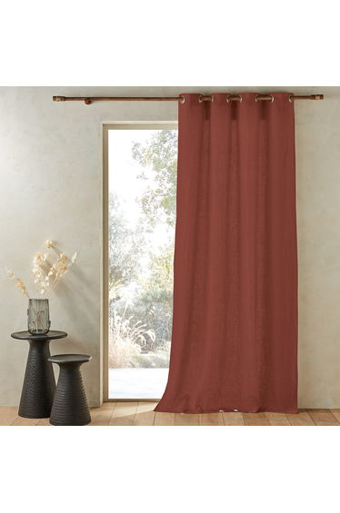 Private Pre-Washed Single Linen Curtain with Eyelets