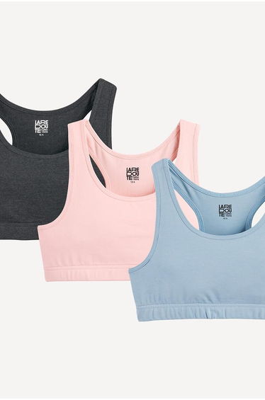 Pack of 3 Bralettes in Plain Cotton