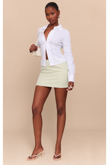 Pale Lime Woven A Line Mini Skirt