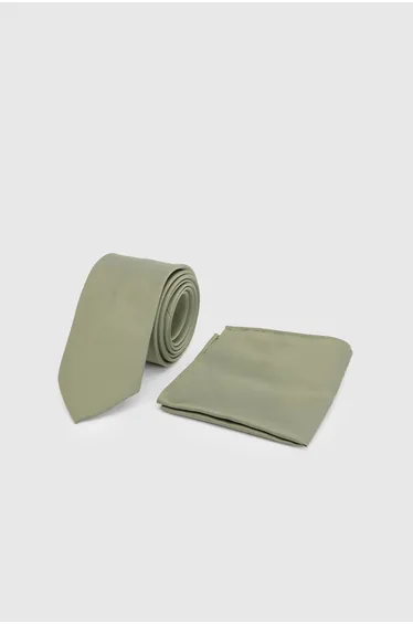Khaki Plus & Tall Tie and Pocket Square