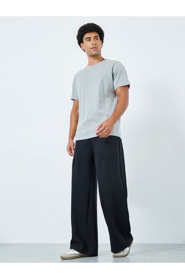 Men Grey Crew Neck Regular Fit T-Shirt