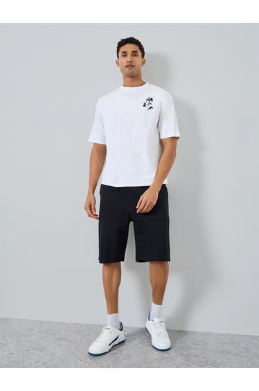 Men Minimal Print Oversized T-Shirt and Shorts Co-Ords
