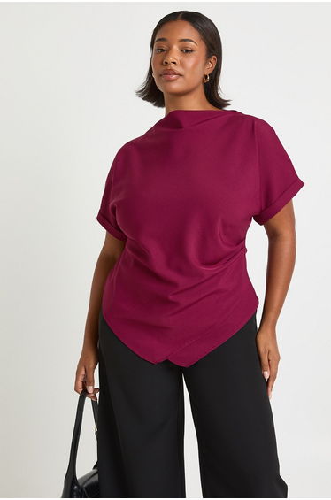 Plus Rouched Asymetric Top - wine