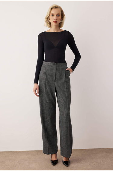 Exclusive Special Collection Anthracite Wide Leg/Wide Leg Fabric Trousers