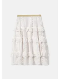 Annabelle Ivory Lace Ruffle Skirt - 3