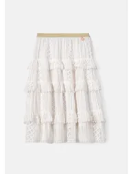Annabelle Ivory Lace Ruffle Skirt - 2