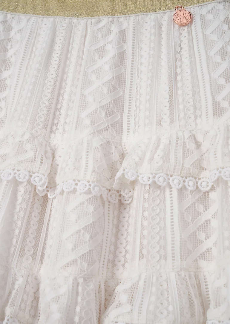 Annabelle Ivory Lace Ruffle Skirt - 4