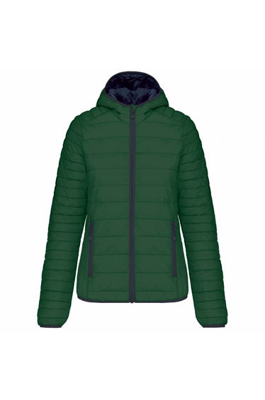 Kariban Womens/Ladies Lightweight Hooded Padded Jacket - Forest Green