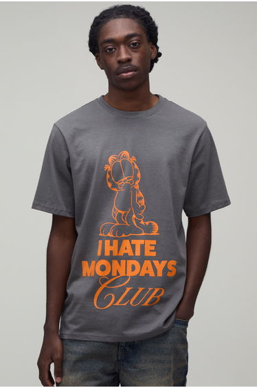 Regular Garfield License Print T-shirt - charcoal