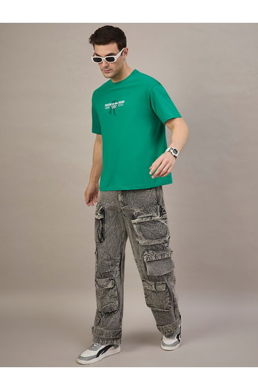 Green Printed Boxy T-Shirt