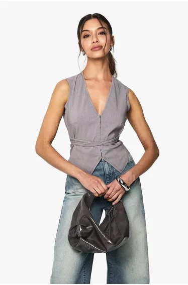 Marl Bengaline hook and eye waistcoat - ash grey