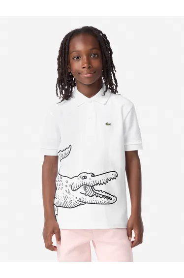 Lacoste Boys Petit Pique Icon Polo Shirt in White