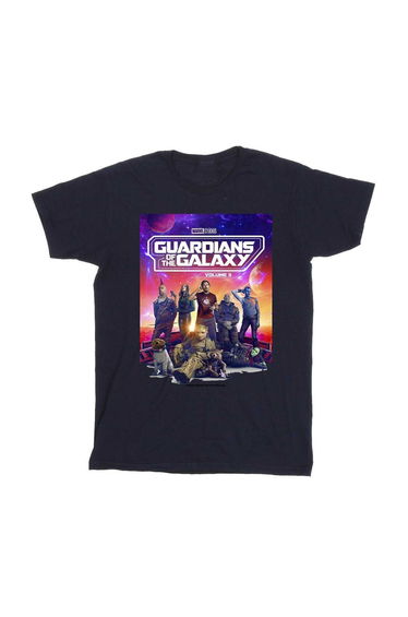 Guardians Of The Galaxy Volume 3 Girls Movie Poster Cotton T-Shirt - Navy Blue