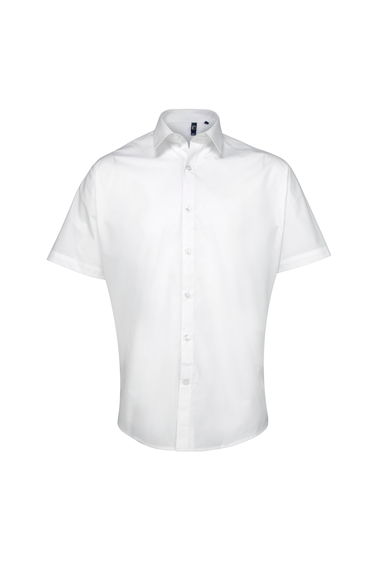 Premier Mens Supreme Heavy Poplin Short Sleeve Work Shirt - White