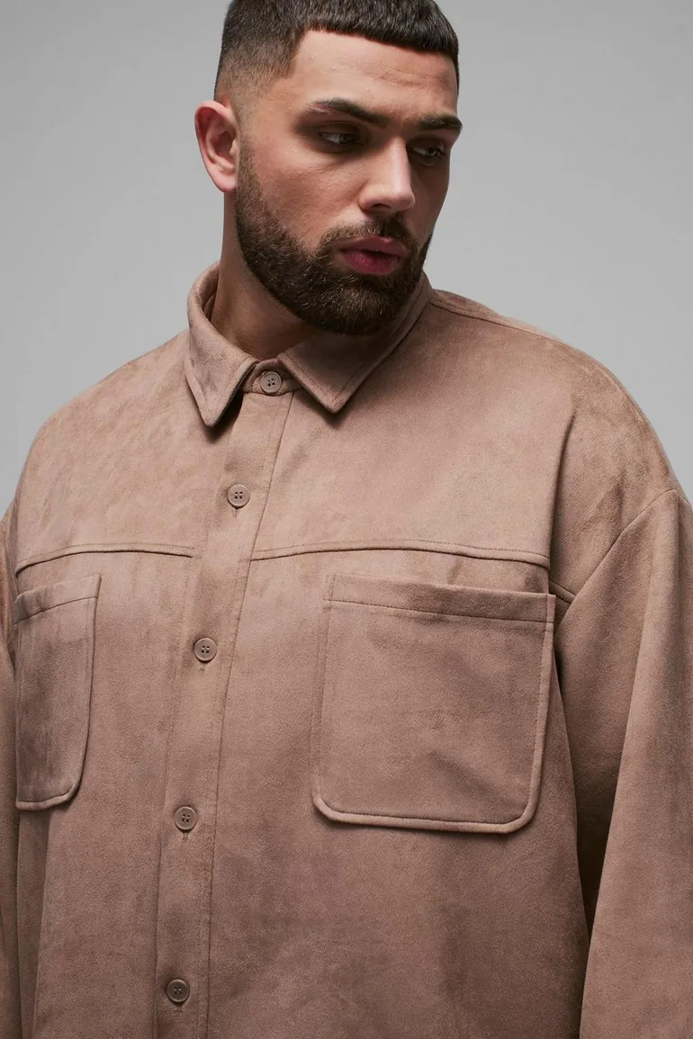 قميص بوهو مان رمادي بأكمام طويلة - للمقاسات الكبيرة - 2