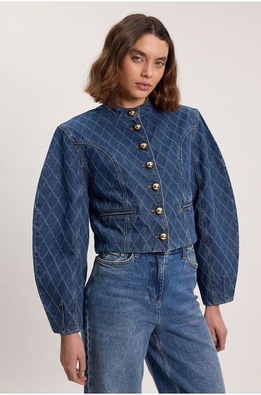 Denim Balloon Sleeve Jacket