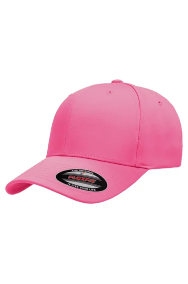 Yupoong Mens Flexfit Fitted Baseball Cap - Dark Pink