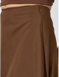 Brown Solid A-Line Maxi Skirt - 2