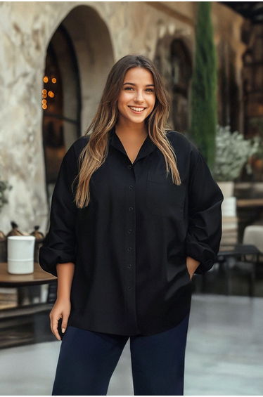 Black Boyfriend Woven Shirt