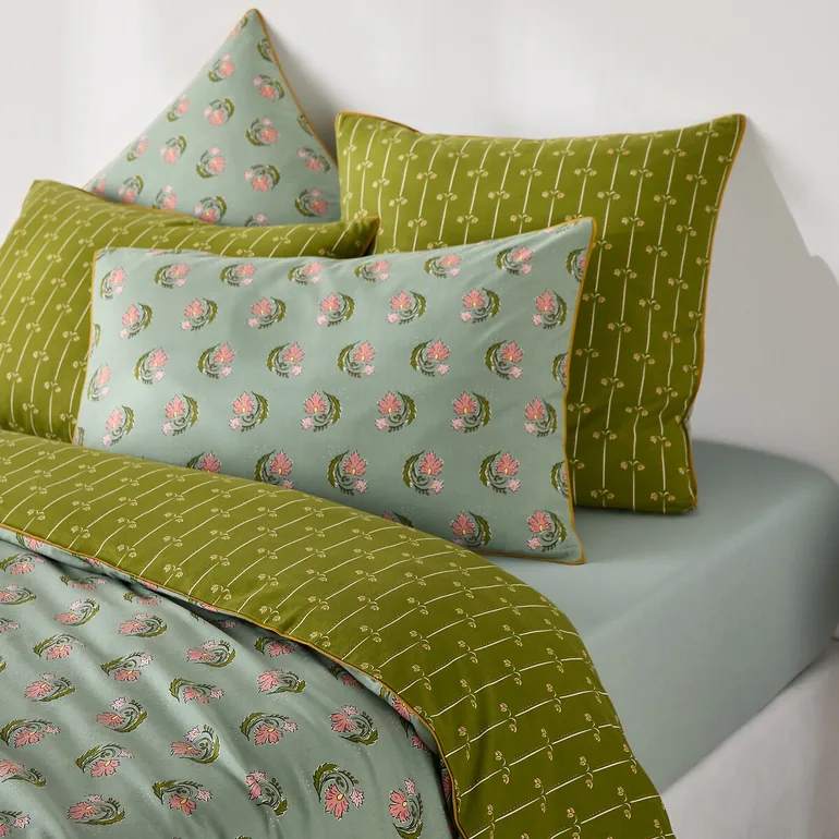 Ina Pillowcase in Washed Cotton with Floral Print - 4