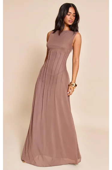 Petite Mauve Front Seam Detail Maxi Dress