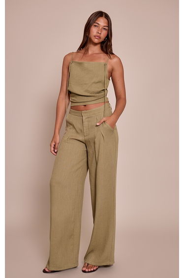 Sage Green Textured Strap Detail Top
