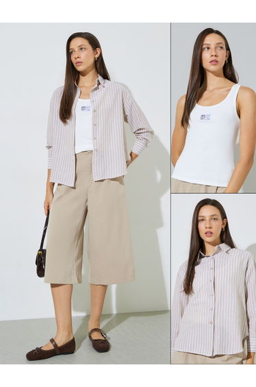Pack of 2 - Striped Long Sleeve Shirt and Tank Set