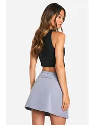 Tall Pleated Buckle Belt Mini Skirt - 2