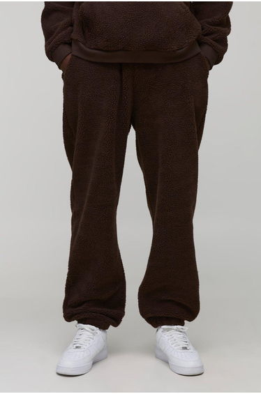 Tall Borg BHM Embroidered Oversized Joggers - chocolate