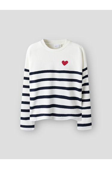 Striped Jumper/Sweater with Heart Motif On Chest