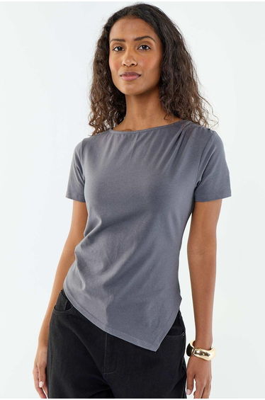 Asymmetric Short-Sleeved T-Shirt GREY