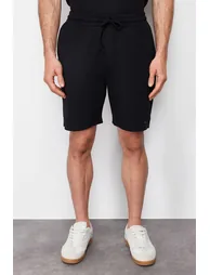 Men's Black Regular/Normal Fit Polo Neck Labeled T-Shirt Shorts Tracksuit Set - 1