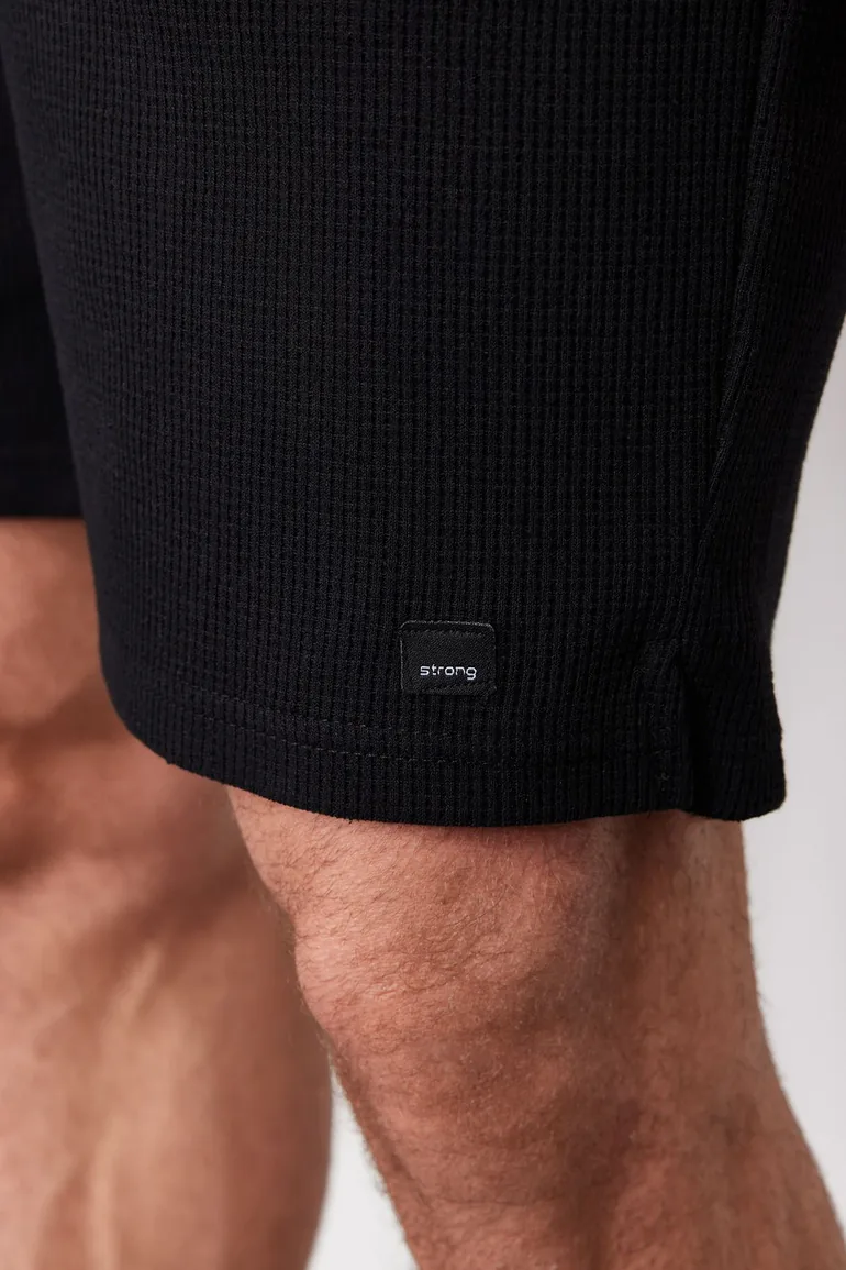 Men's Black Regular/Normal Fit Polo Neck Labeled T-Shirt Shorts Tracksuit Set - 4