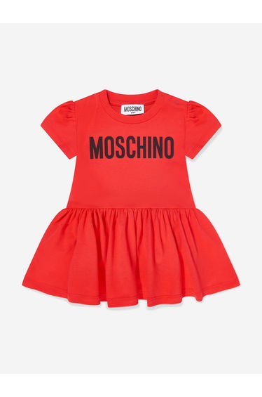 Moschino Baby Girls Logo Dress in Red