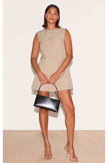 Mushroom Tailored Woven Button Down A Line Dress
