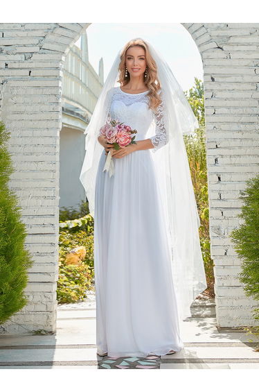 pretty FAUN|Simple Plus Size Lace Evening Dress with Half Sleeves